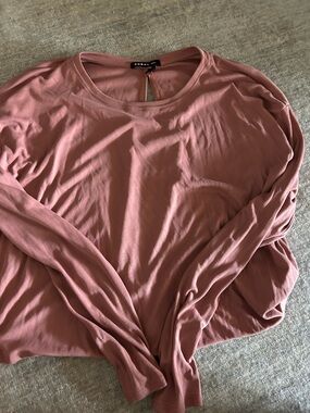 Koral Long Sleeve Ribbed Scoop Neck Top - Mauve Pink - ACCEPTING OFFERS